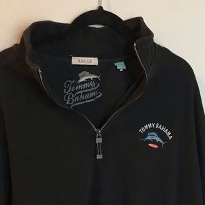 Tommy Bahama Relax Men's Black Ribbed Quarter Zip Pullover sx XL